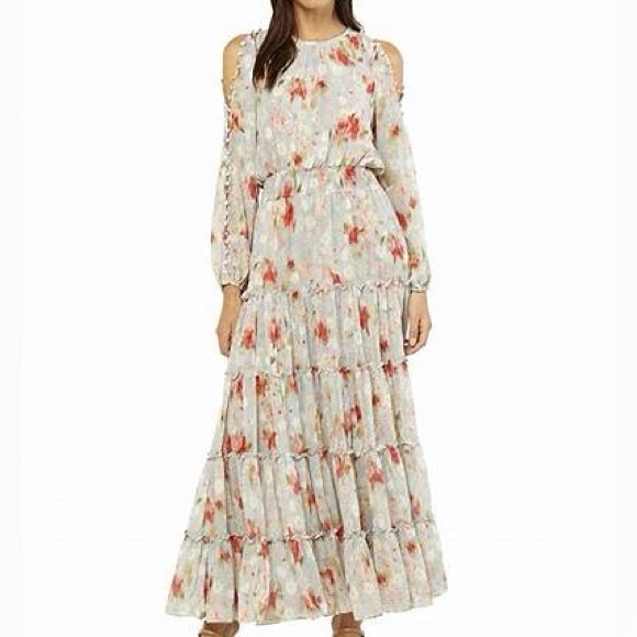 MISA Dresses & Skirts - MISA LOS ANGELES Morrison Ruffled Blue Floral Print Long Dress Sz S